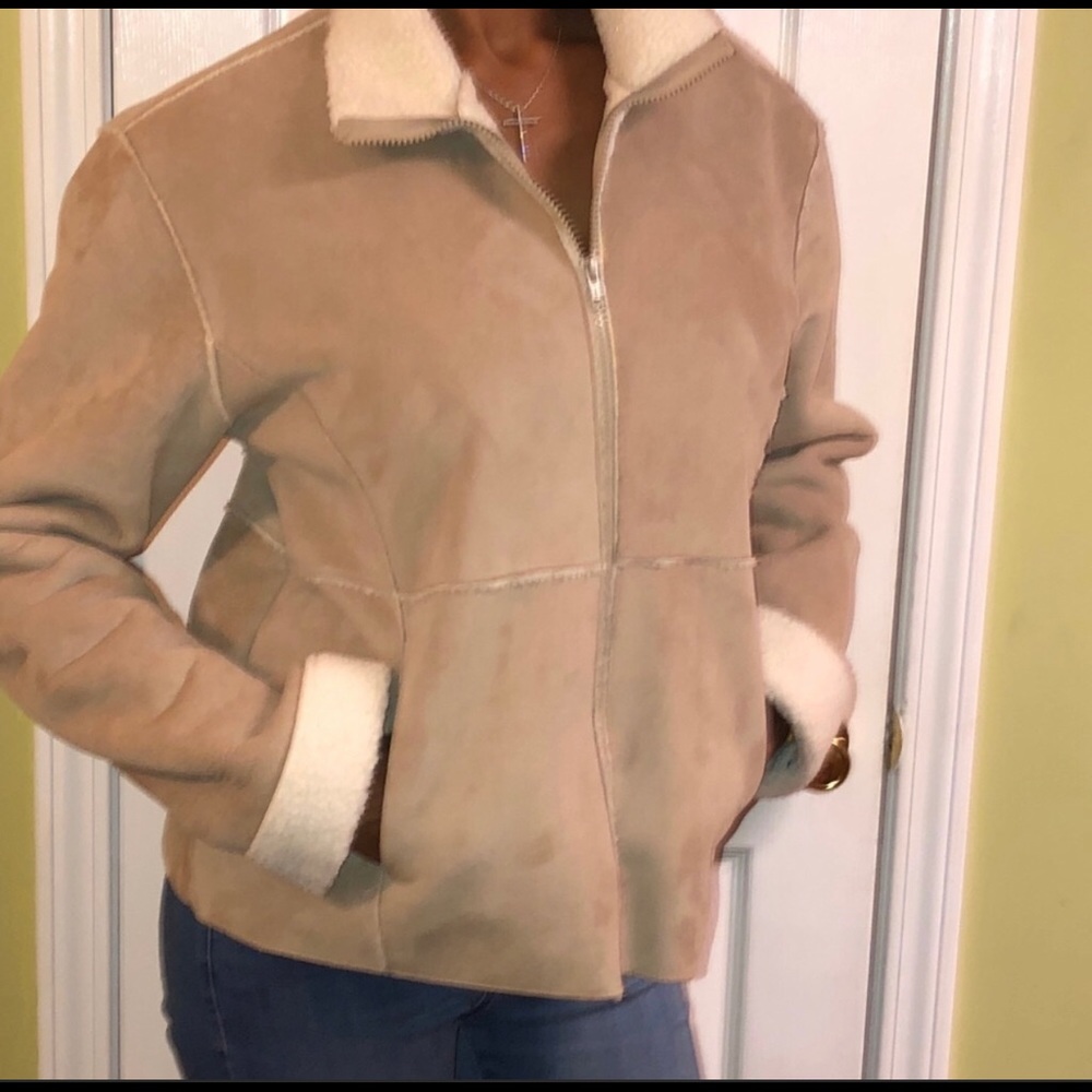 Ladies Taupe Jacket with faux Suede